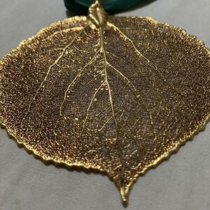 Vintage Gold Dipped Genuine Aspen Leaf Pendant/Ornament